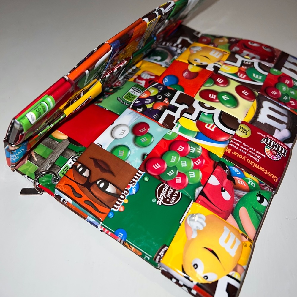 Rare MITZ Handmade Recycled M&M Candy Wrapper Clutch Purse Artisan Mexico